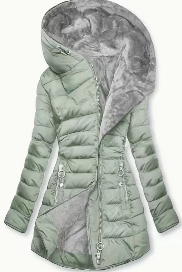 Manteau mi-long pour femme, veste matelassée grande taille, vêtements d'extérieur chauds, à capuche, grand col en fourrure, coupe-vent, manches longues, manteau d'hiver