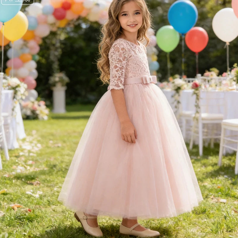 Robes de demoiselle d'honneur blanches pour adolescentes, robe de bal de mariage, d'anniversaire, à fleurs, Costume de première Communion pour filles de 3 à 14 ans