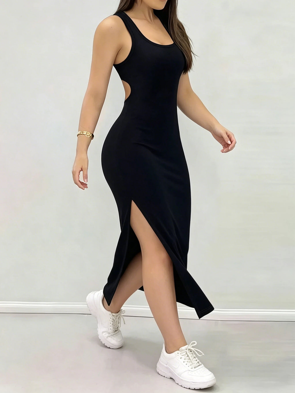 Robe sexy dos nu à bretelles croisées de couleur unie pour femmes, été