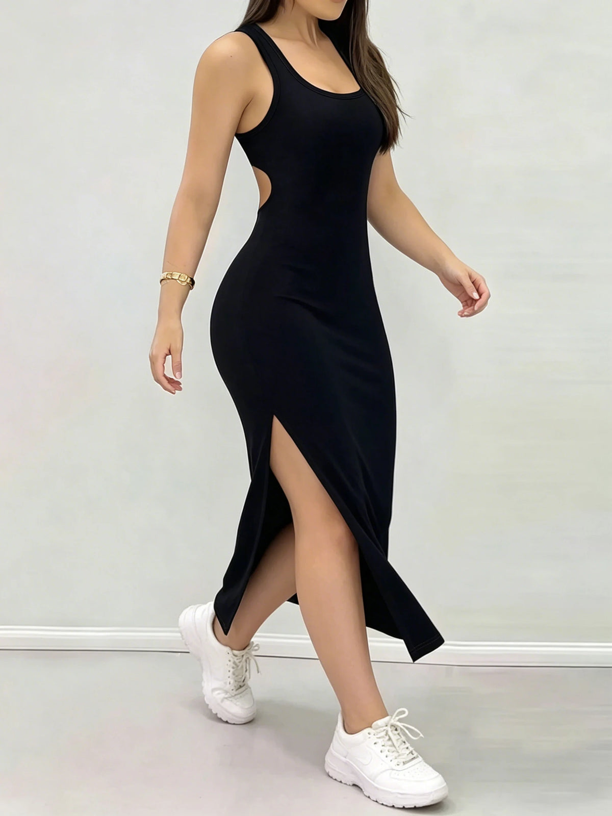 Robe sexy dos nu à bretelles croisées de couleur unie pour femmes, été