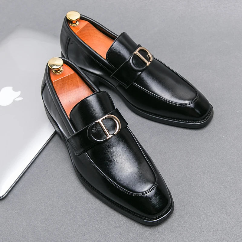 Mocassins pour hommes en PU à talon bas, chaussures professionnelles classiques confortables pour hommes d'affaires, taille 38-46