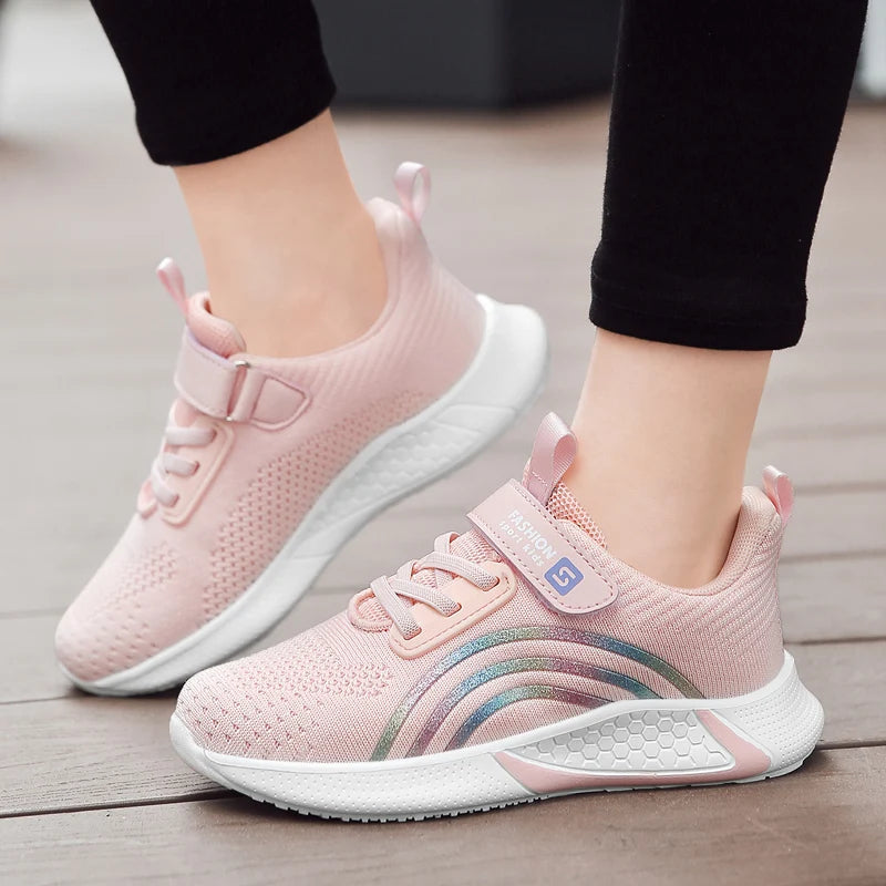 Chaussures de Course en Maille Blanche pour Fille, Baskets de dehors Légères et Colorées, à la Mode, pour Été et Automne, 2025