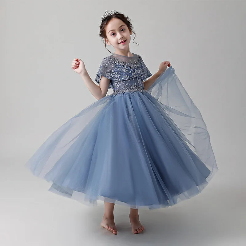 Robe de princesse bouffante pour filles, longue robe de soirée brodée, vêtements de bal de vacances pour filles, pour Eid, 2025