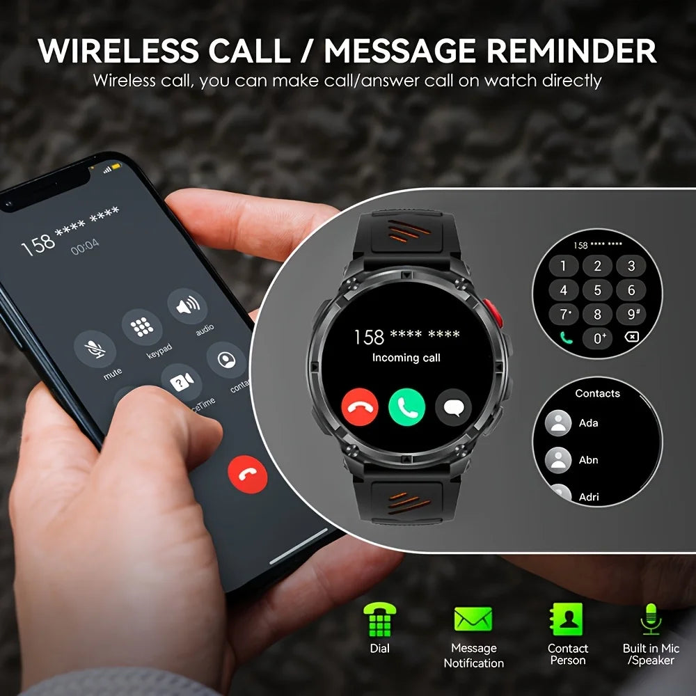 Nouvelle montre connectée T-REX3 Ultra avec batterie 1100mAh, étanche 10ATM, GPS, boussole, lampe de poche, écran AMOLED HD de 1,7 pouces, appels, montre connectée sport pour hommes