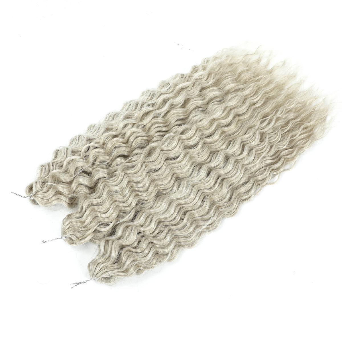 3 Pièces Tresses au Crochet Ombré Brun 300g 24' Ariel Deep Water Wave Blond Blanc Ombré Gris Paquets de Cheveux Synthétiques Haute Température