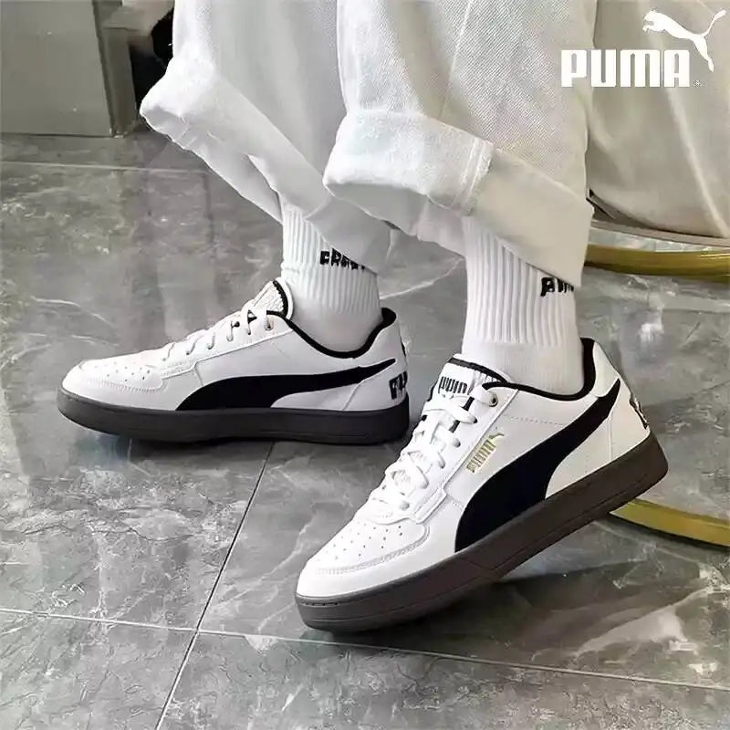 PUMA Baskets basses rétro avec logo pailleté blanc et noir, semelle en caoutchouc, chaussures de mode décontractées unisexes pour tous les jours 395082-09