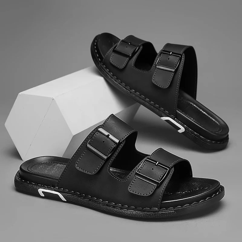Chaussures hommes sandales pantoufles Sneaker cuir hommes baskets été chaussures de plage sandales pour homme grande taille noir sandales décontractées