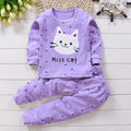 Vêtements de maison pour bébé fille, pyjama, pantalon long, t-shirt, sous-vêtements à motif de chat de dessin animé, ensemble de vêtements pour filles de 0 à 6 ans