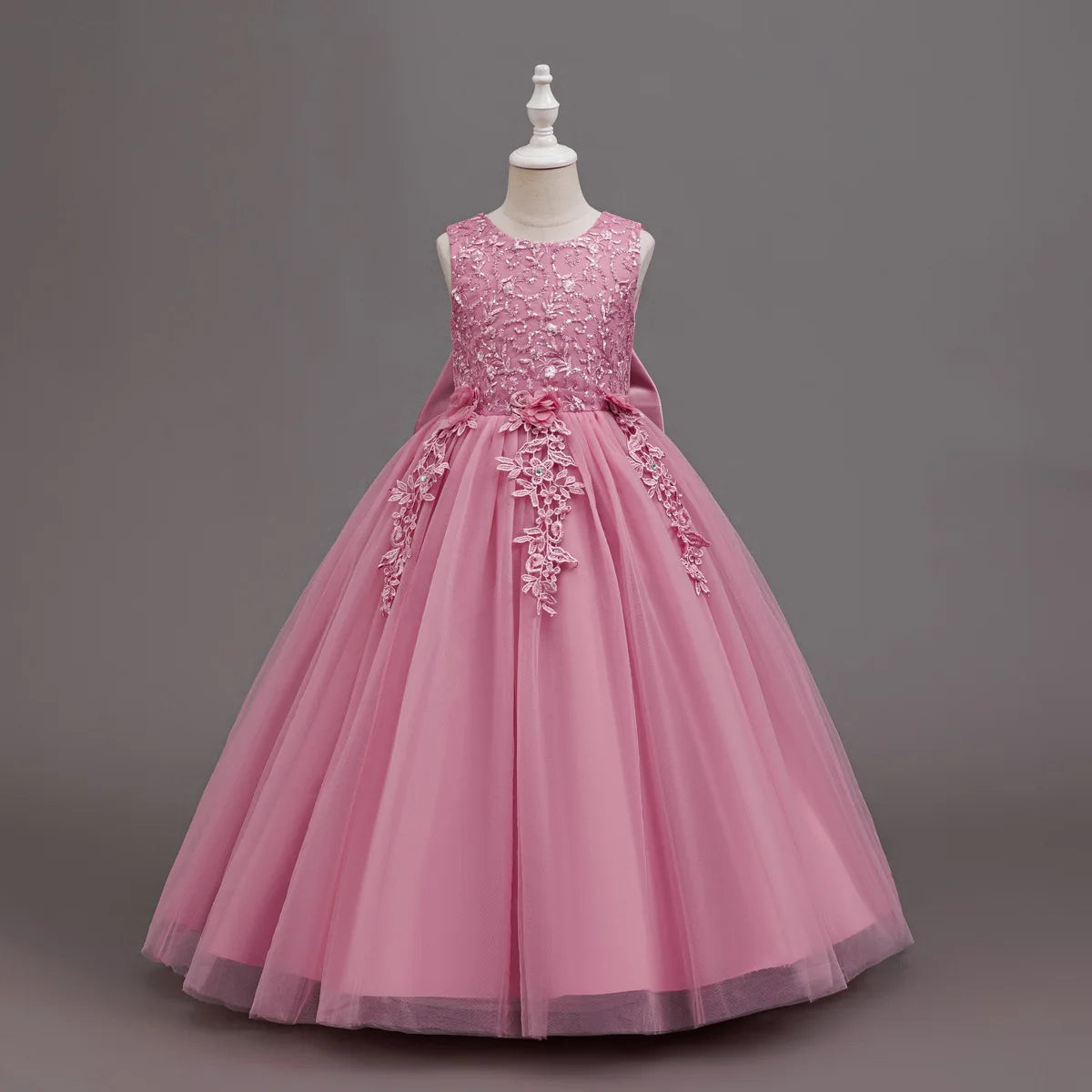 Nouvelle robe de demoiselle d'honneur pour fête d'anniversaire, robe de soirée adaptée aux filles de 4 à 12 ans, robe en tulle et dentelle pour enfants