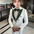 Costume Jacquard blanc pour garçons, costume trois pièces pour mariage, smoking pour enfants, nouveau Design, veste, pantalon, gilet, robe personnalisée, 2025