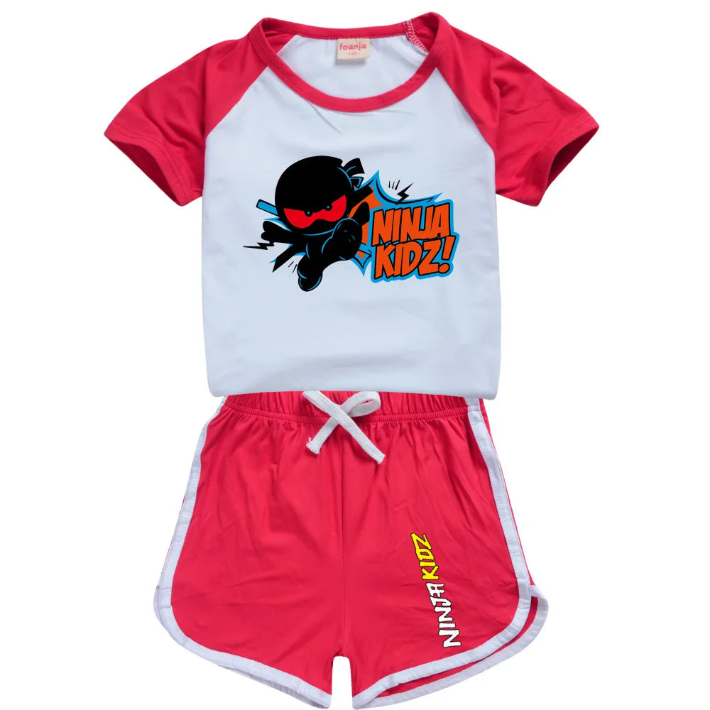 Ninja Kidz enfants vêtements coton Sport survêtements T-shirts sweat costume dessin animé motif ensemble adolescent bébé garçons filles vêtements