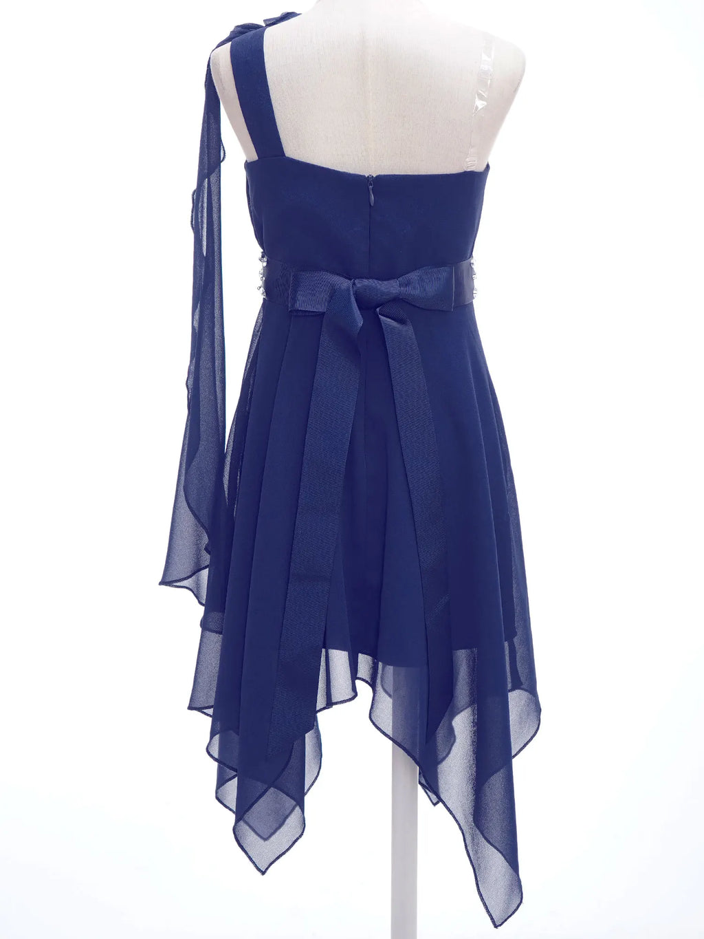 Robe de mariage pour filles de 6 à 16 ans, sans manches, élégante, froncée, avec des appliques, ourlet asymétrique, en mousseline de soie, robes de princesse pour fête d'anniversaire et de bal