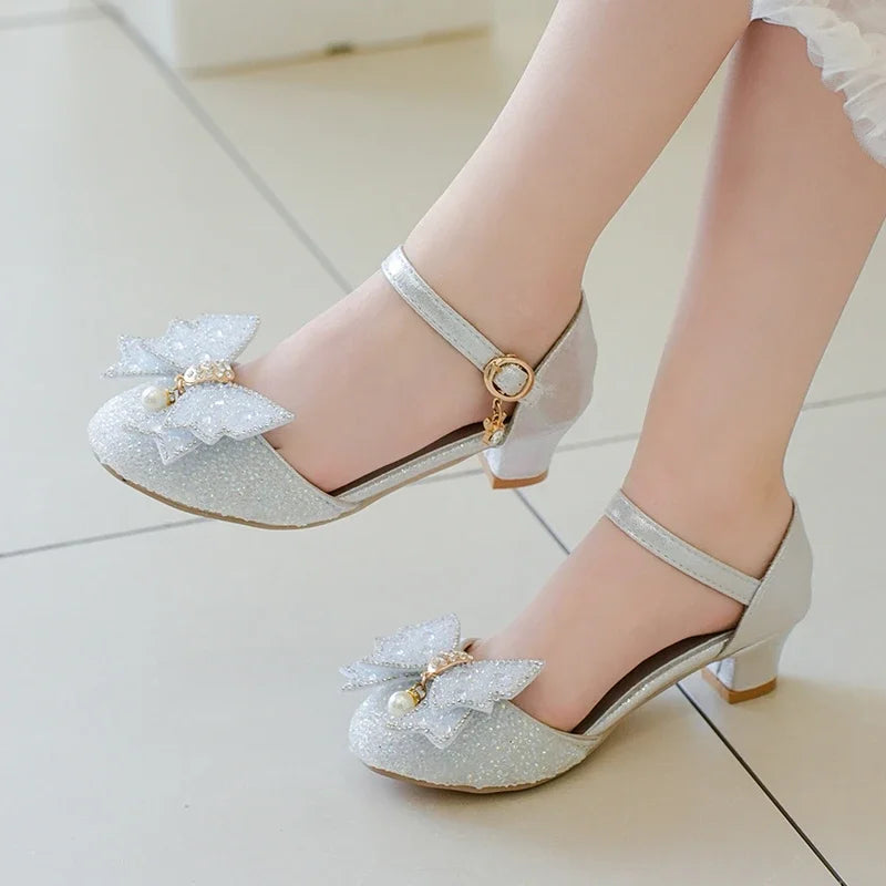 Offre spéciale perlée enfants élégant léger Banquet avec chaussures à talons bébé filles été princesse mode doux paillettes sandales