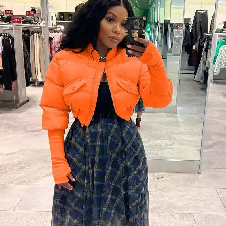 Parkas courts pour femmes, vestes à fermeture éclair, col montant, épais et chaud, Streetwear Y2k élégant, manteau de travail, automne hiver 2025