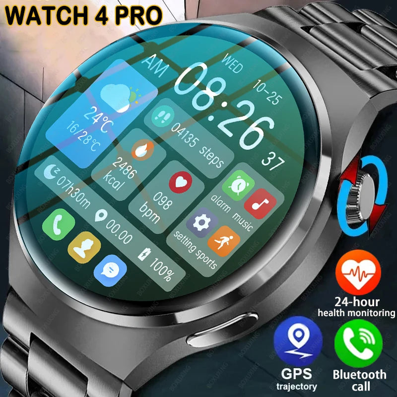 Nouvelle Montre Connectée GPS 4 Pro 2026 pour Hommes, Écran AMOLED 360*360, Fréquence Cardiaque, Appel Bluetooth, Étanche IP68, Montre Intelligente Sportive pour Homme