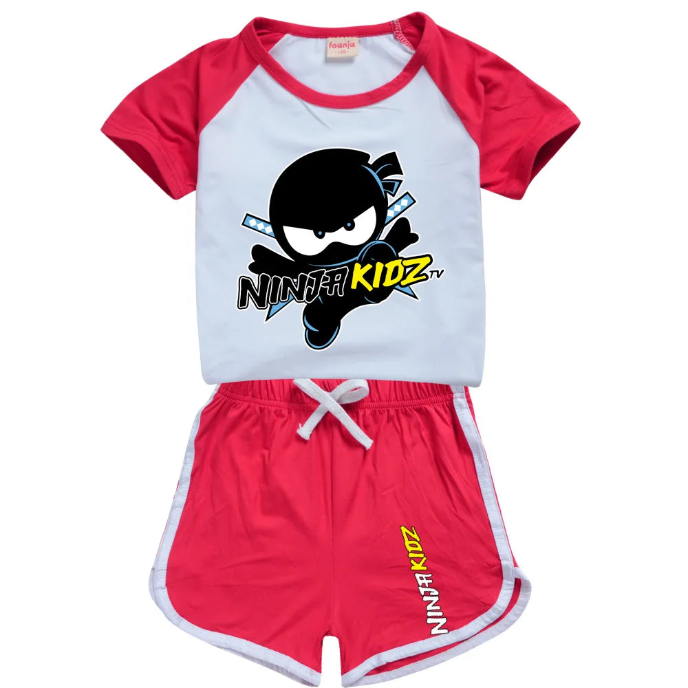 Ninja Kidz enfants vêtements coton Sport survêtements T-shirts sweat costume dessin animé motif ensemble adolescent bébé garçons filles vêtements