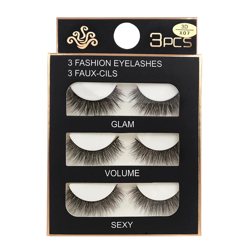 Faux Cils Naturels Longs en Vison 3D, Souples et Moelleux, fissuraminants, Faits à la Main, Outils de Maquillage pour les Yeux, 3 Paires
