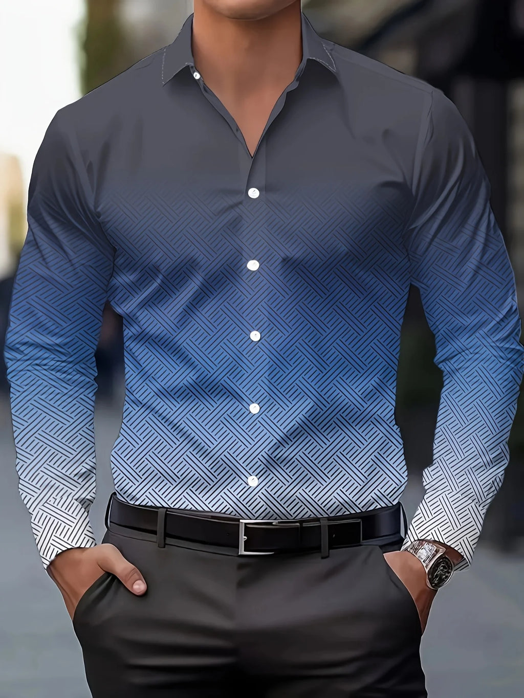 Costume chemise rose noir blanc décontracté extérieur couleur unie rayé confortable doux revers hommes hauts bureau grande taille 2024