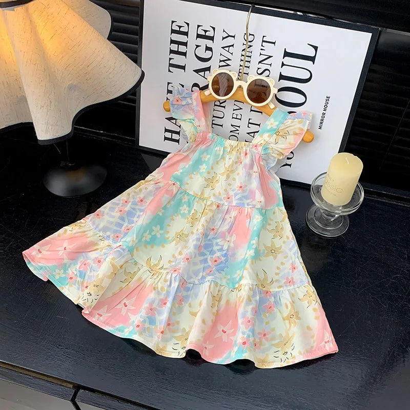 Robe d'été 2026 pour filles à manches volantées, robes de princesse imprimées à volants pour enfants de 1 à 12 ans, vêtements de vacances