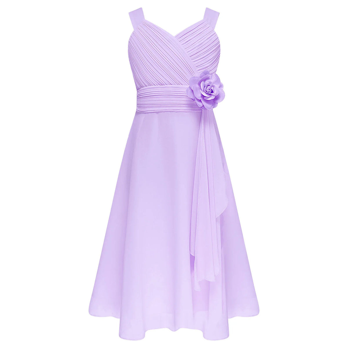 Robe de soirée élégante pour enfants filles, robe Maxi sans manches, corsage froncé en mousseline, robe de princesse de demoiselle d'honneur de mariage