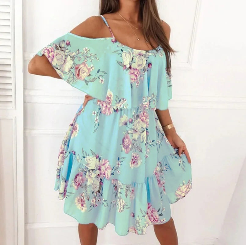 Robe d'été en mousseline de soie pour femmes, col en v, sans manches, écharpe, Camisole, imprimé, bohème, motif Floral, pour les déplacements