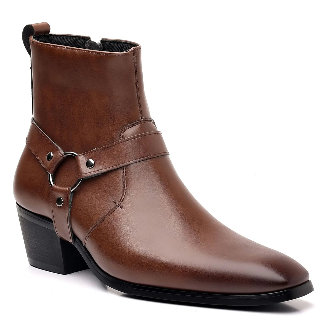 Chaussures en cuir pour hommes, style britannique, bottes en cuir rétro faites à la main, à tige haute, pour affaires