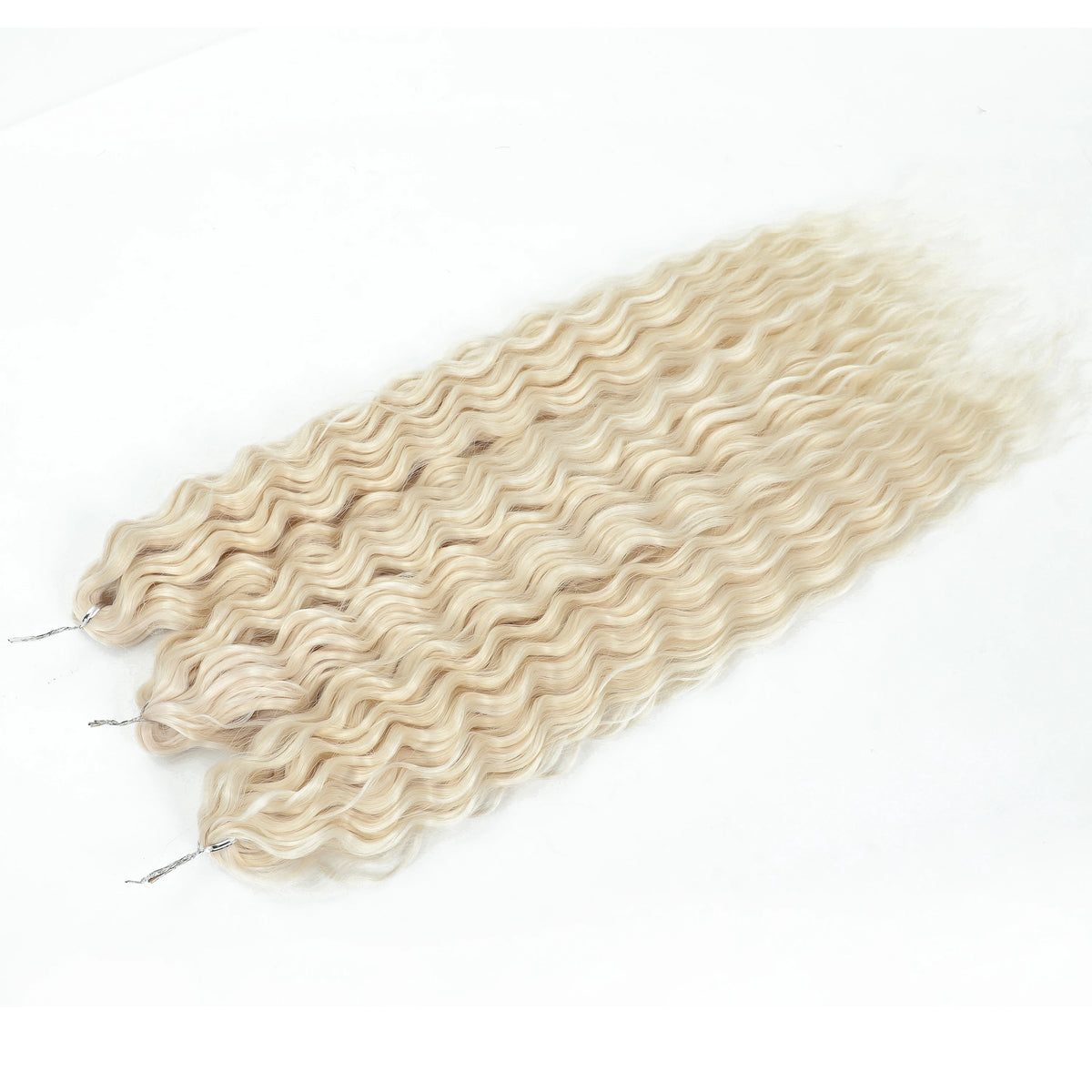3 Pièces Tresses au Crochet Ombré Brun 300g 24' Ariel Deep Water Wave Blond Blanc Ombré Gris Paquets de Cheveux Synthétiques Haute Température