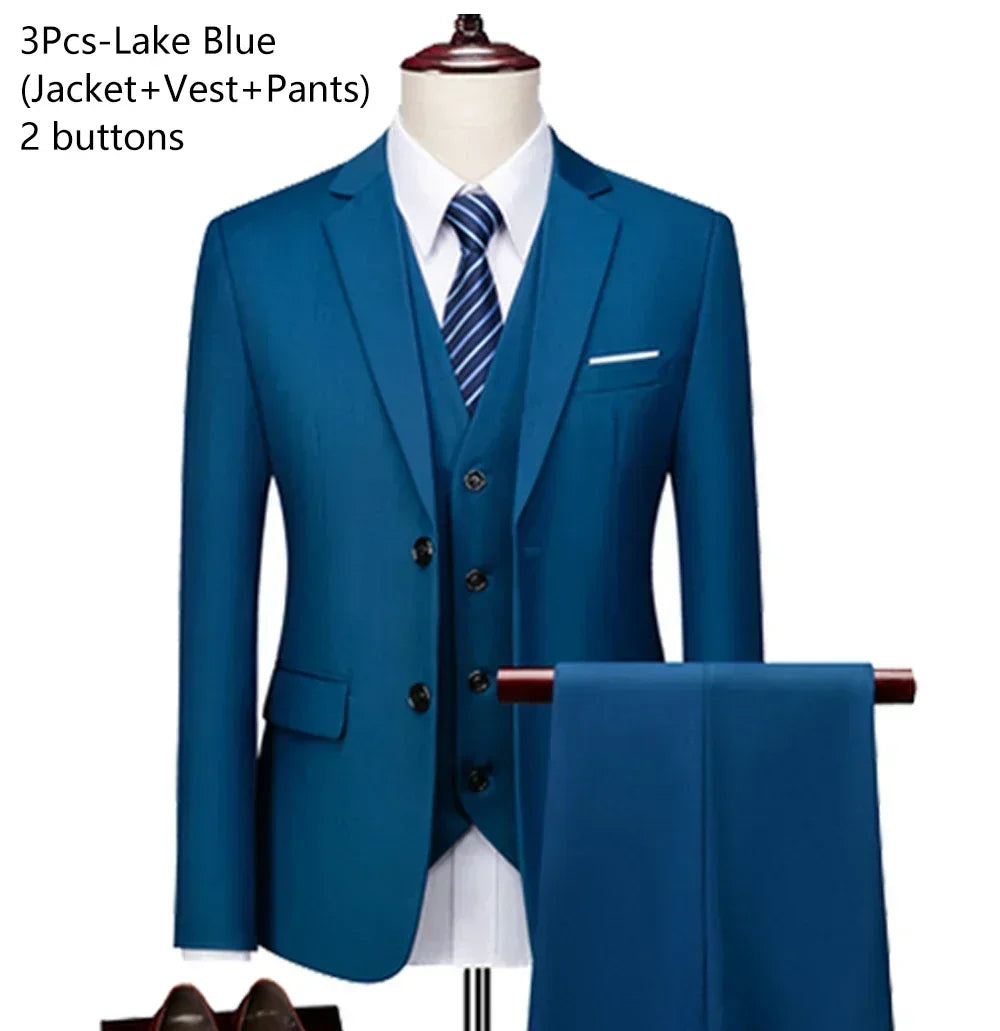 Costumes pour hommes élégant mariage 3 pièces Blazers tenue 2 ensemble vestes gilet pantalon complet 2025 mode classique affaires formel