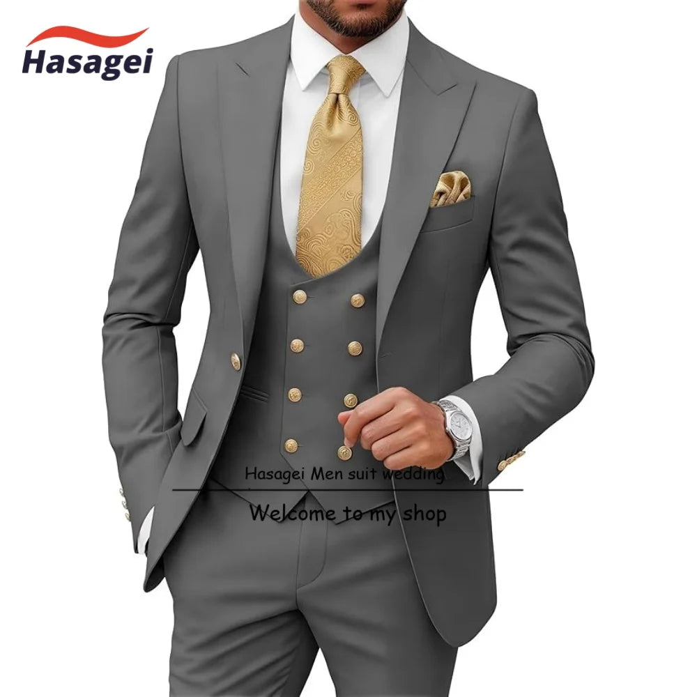 Costumes pour hommes 3 pièces, coupe ajustée, pour mariage, bal de promo, smoking, costumes formels pour hommes d'affaires