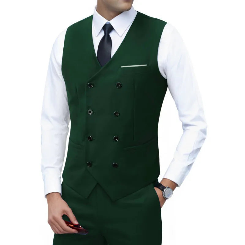 Nouvelle marque robe gilets pour hommes décontracté coupe ajustée hommes costume Gilet Double boutonnage Gilet Homme formel affaires veste
