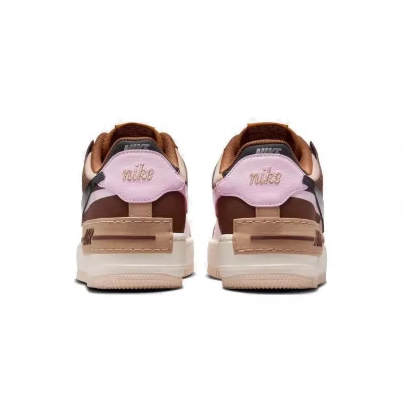 Nike Air Force 1 Shadow Retro Fashion Color-Blocked, baskets basses respirantes et confortables pour femmes, marron DZ1847-200