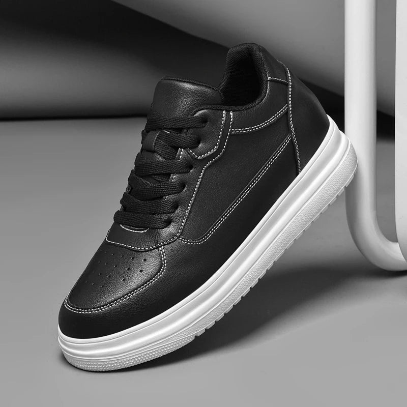 Nouvelles chaussures invisibles augmentant la hauteur pour hommes, chaussures de sport 6CM-8CM-10CM, chaussures de sport en cuir blanc pour hommes, tailles agrandies 36-46
