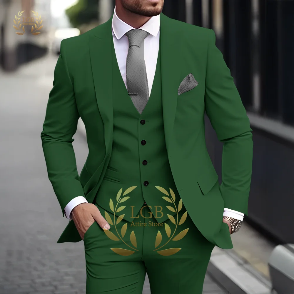 Costume 3 pièces kaki pour hommes, classique, revers, Business, formel, mariage, marié, coupe cintrée, élégant, Style Gentleman, Blazer à la mode