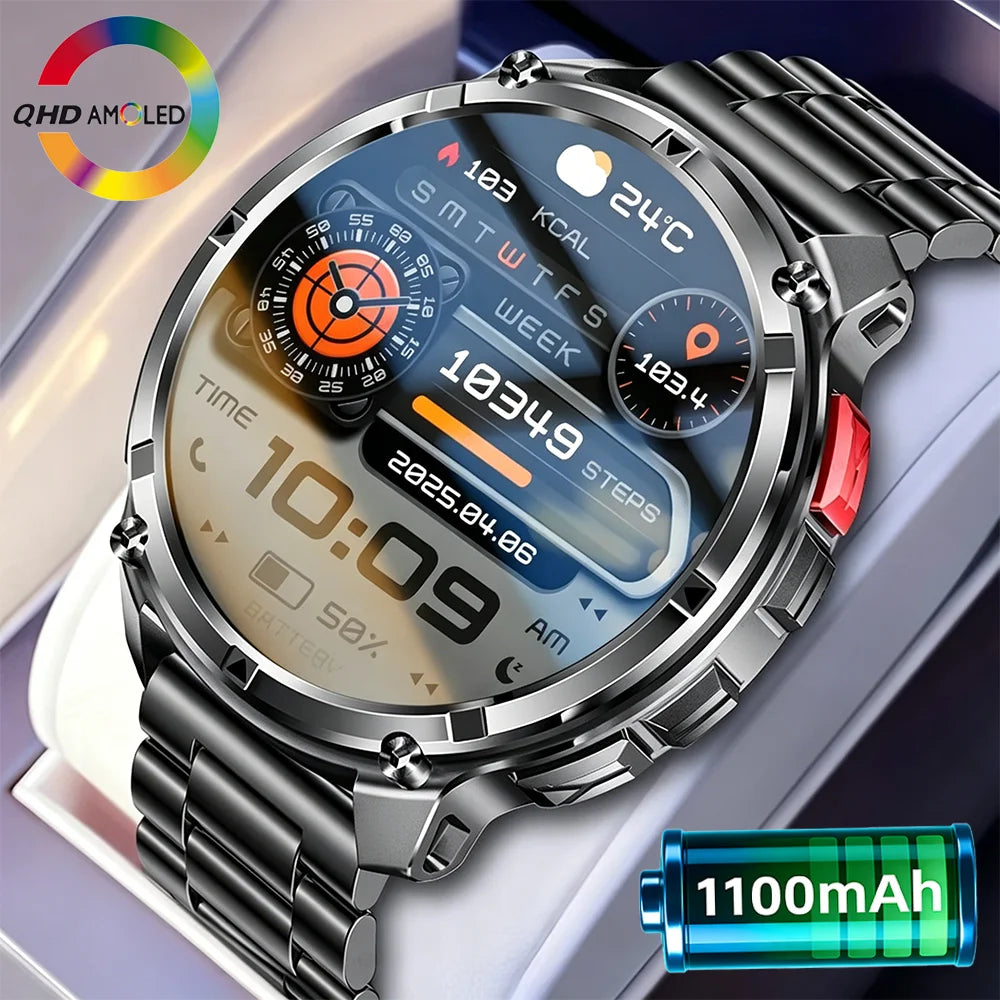 Nouvelle montre connectée T-REX3 Ultra avec batterie 1100mAh, étanche 10ATM, GPS, boussole, lampe de poche, écran AMOLED HD de 1,7 pouces, appels, montre connectée sport pour hommes