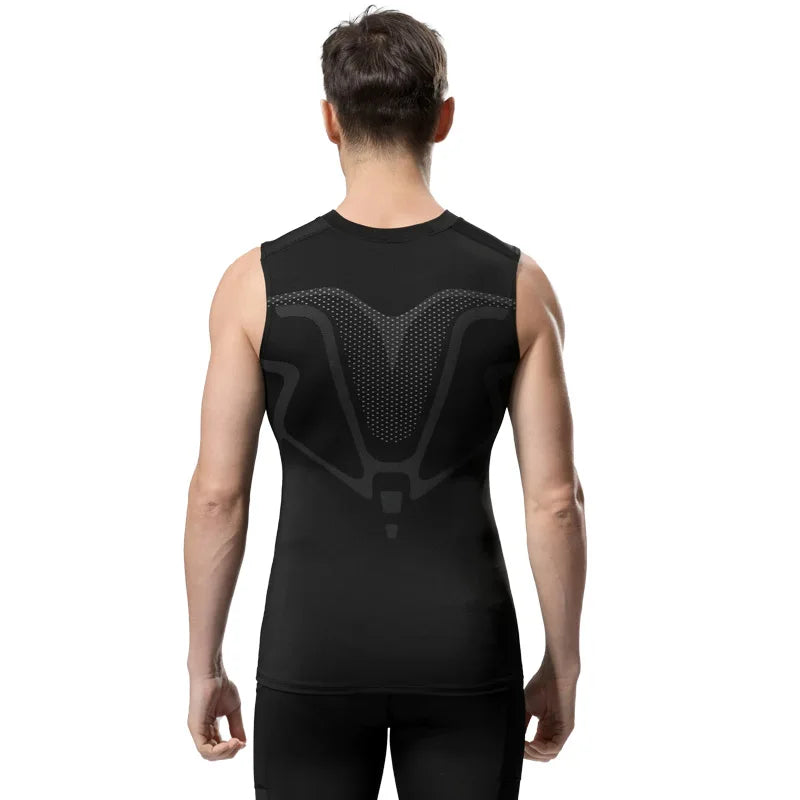 Débardeur de compression sans manches pour homme, vêtement de sport Dry Fit imprimé, idéal pour la gym, le fitness et la musculation