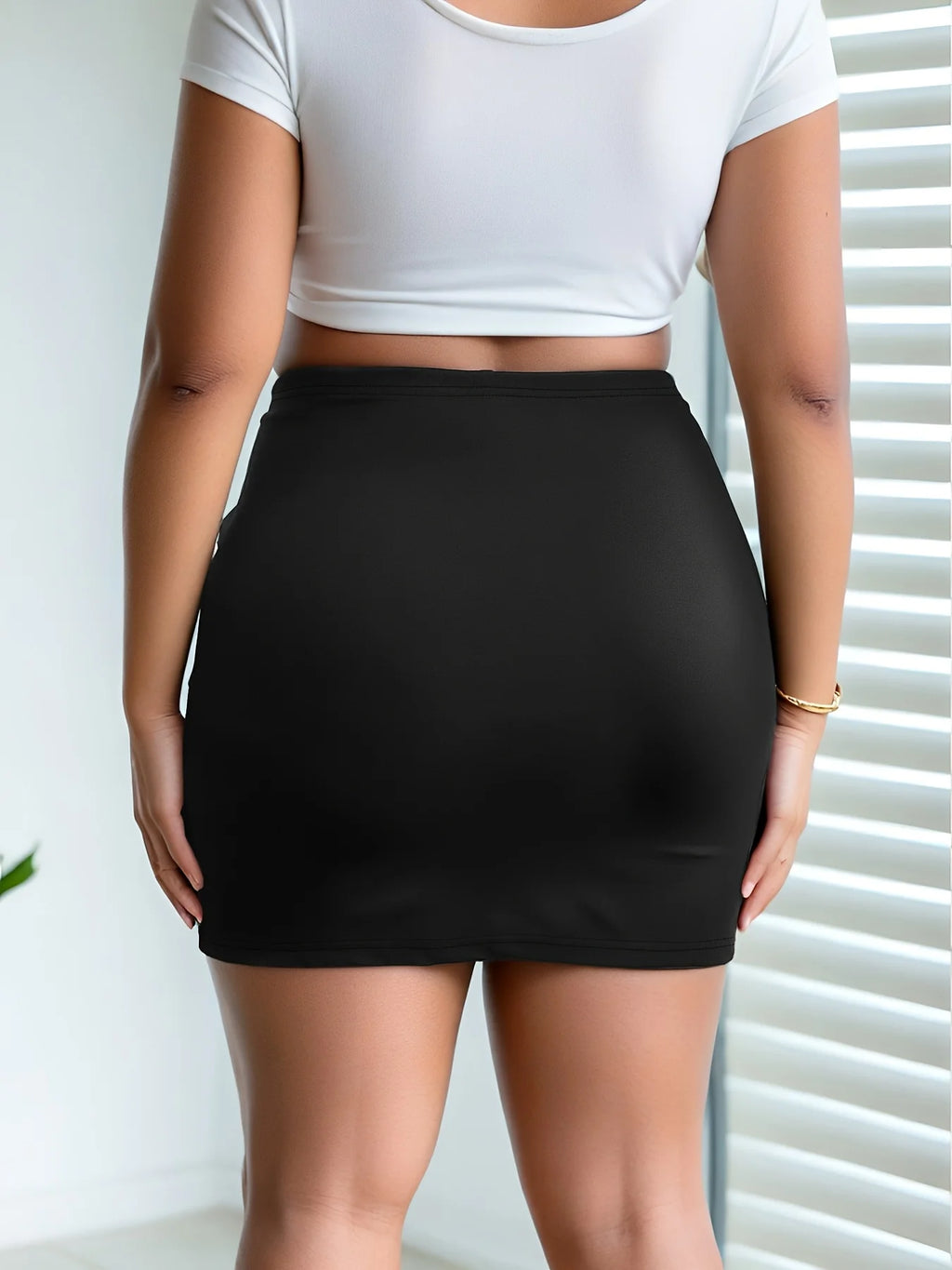 Mini jupe moulante de couleur unie pour femme, grande taille, avec fente latérale, jupe crayon à la mode