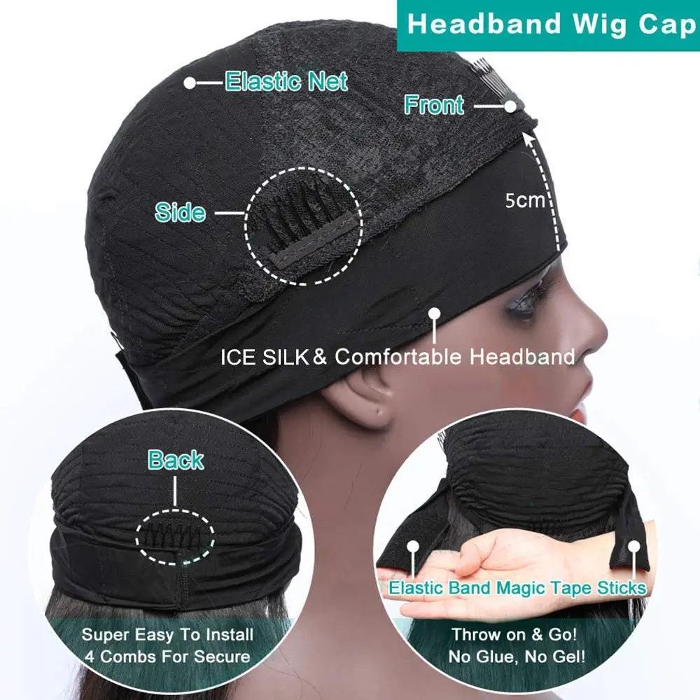 Crépus droit bandeau perruques Remy cheveux humains perruque prêt à porter brésilien Yaki droit bandeau perruque de cheveux humains pour les femmes