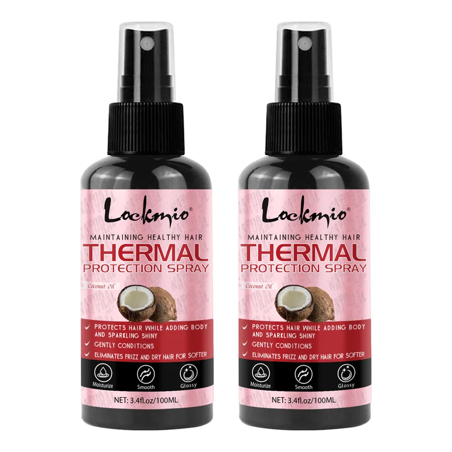 LOCKMIO Spray de protection thermique hydratant et nourrissant pour protéger les cheveux, réparation des dommages causés par la chaleur, revitalisant Anti-frisottis, produit de soins capillaires