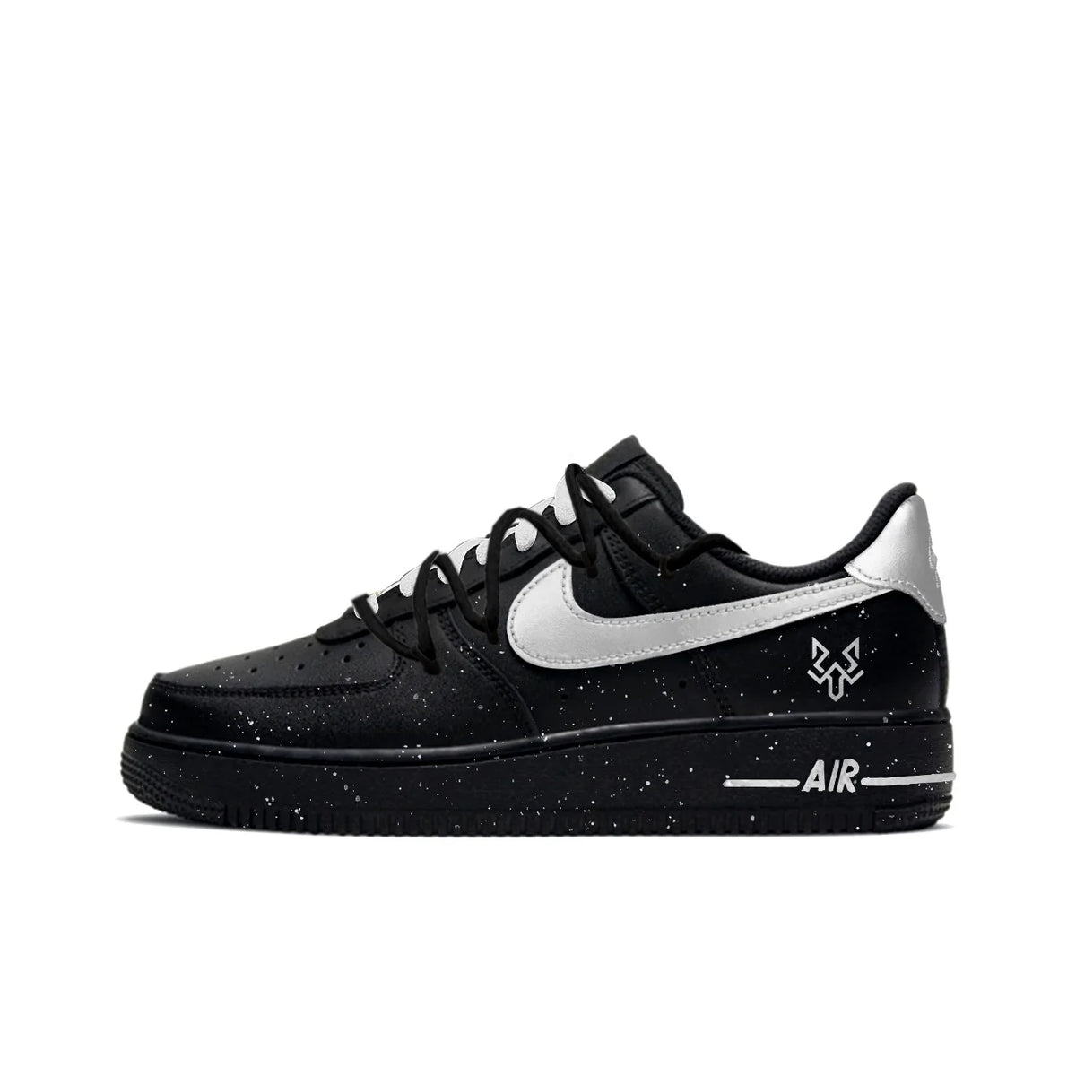 Nike Air Force 1 Galaxy Time Chaussures de skateboard basses résistantes à l'abrasion Unisexe Noir Argent
