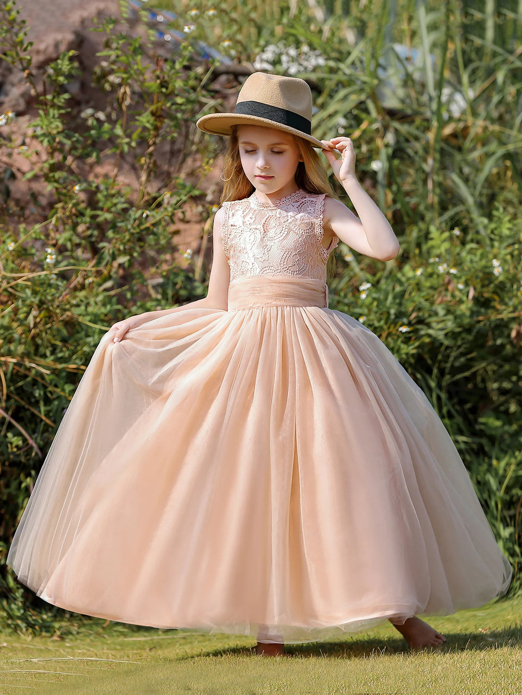 Robe de soirée Champagne pour filles, sans manches, robe de bal de danse, broderie, mariage, anniversaire, luxe, princesse, dos nu, vente en gros