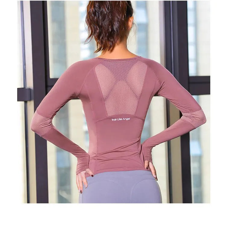 Vêtements de Sport pour femmes pour Fitness course Jogging sans couture à manches longues gymnase femme chemise de Sport haut de Yoga femme hauts d'entraînement T-shirt