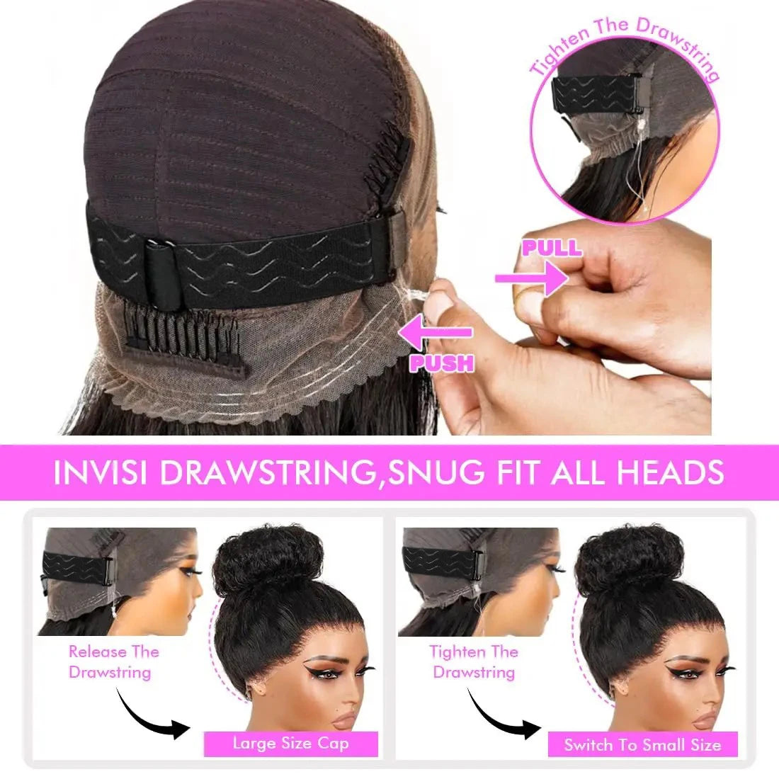 Perruque 360 Full Lace 250% 18-36 pouces avec sangle invisible, cheveux humains bouclés profonds, cordon de serrage réglable, dentelle HD, sans colle