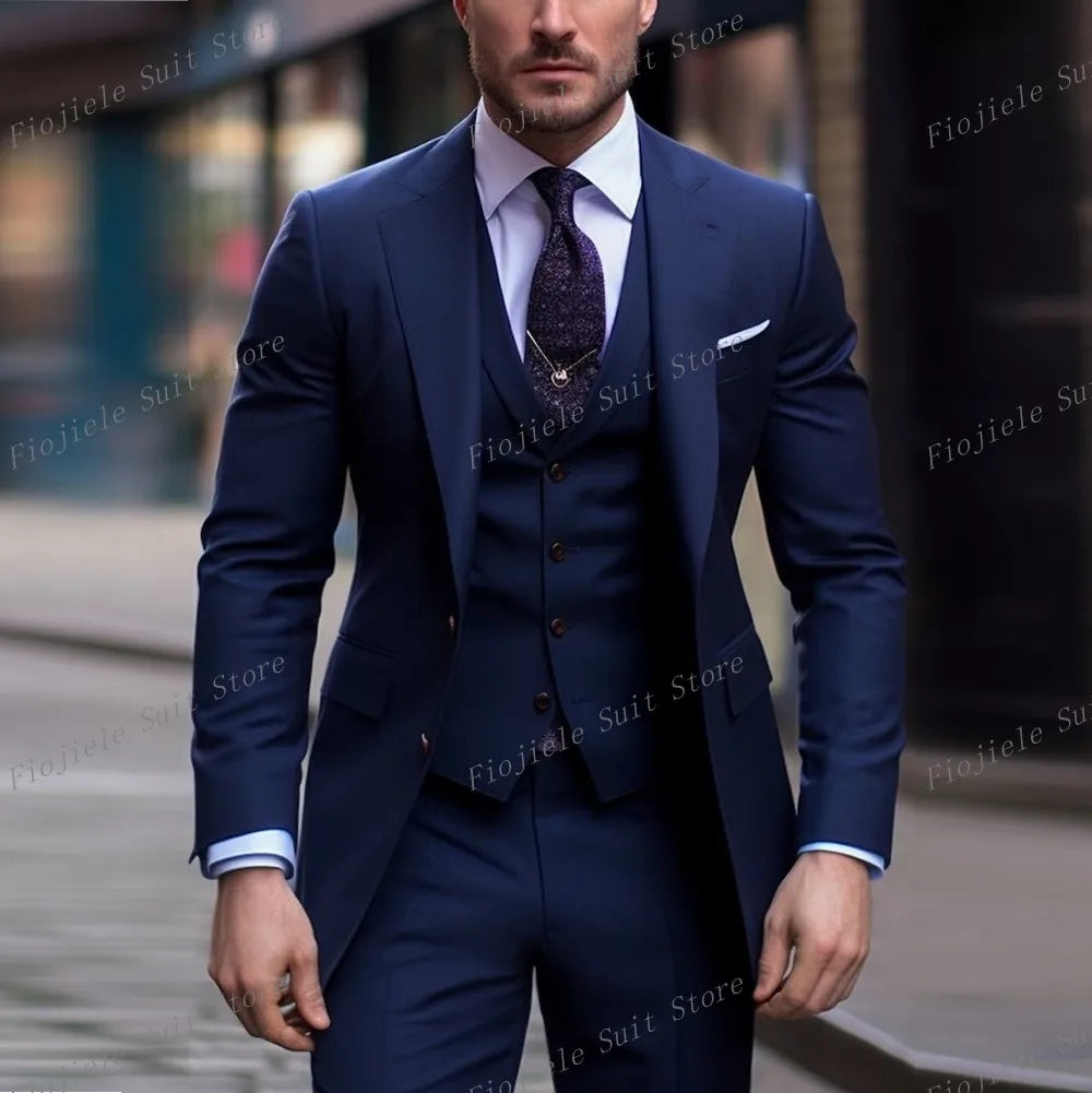 Costume ivoire pour hommes, Tuxedos d'affaires pour occasions formelles, marié, fête de mariage, bal de promo, ensemble 3 pièces, Blazer, gilet, pantalon