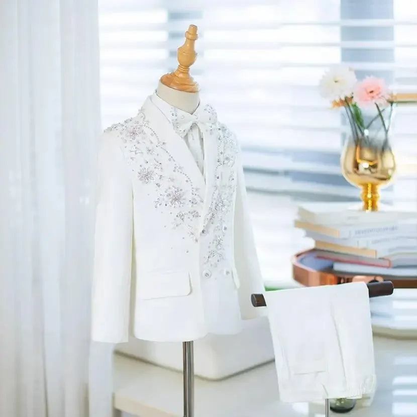 Costume de cérémonie pour garçons, blazer pour performance au piano, mariage, anniversaire, fête formelle, ensemble de costume A4239