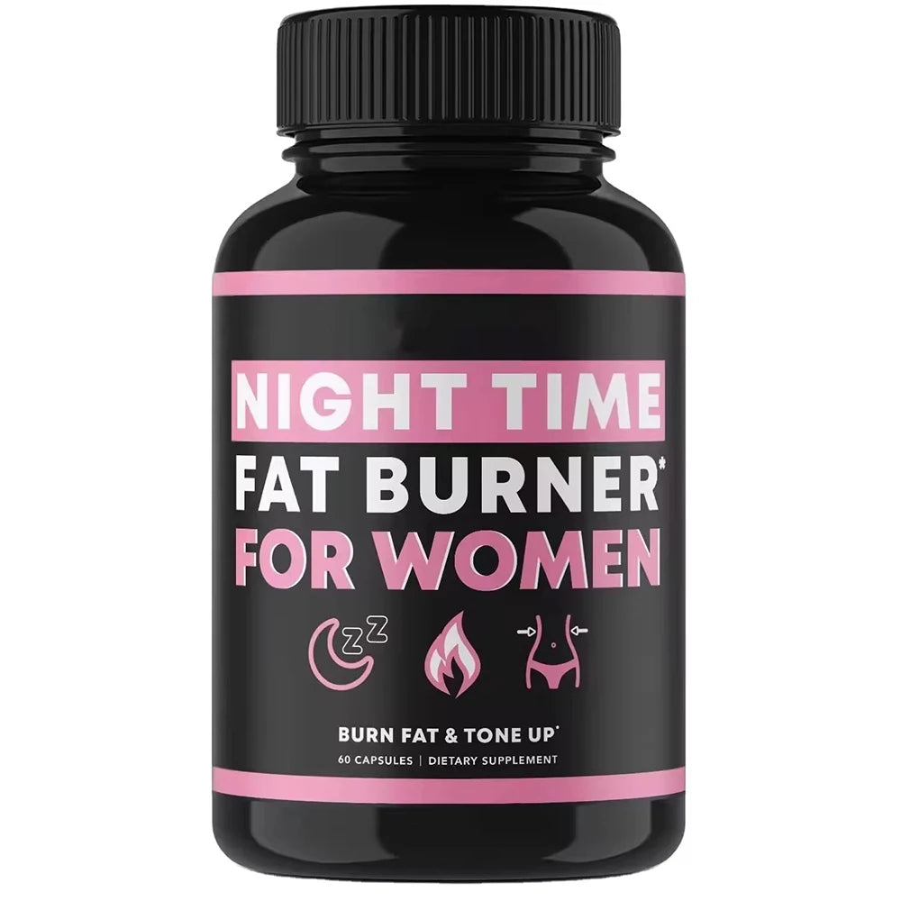 Complément brûleur de graisse nocturne pour femmes, brûleur de graisse du ventre et pilules de tonalité pour le gonflage et le métabolisme, suppresseur d'appétit