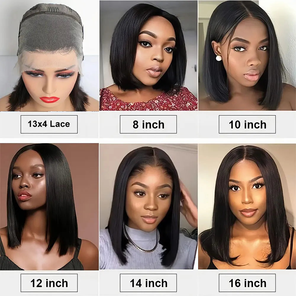 Newmi Bob perruques courte Bob perruque dentelle avant perruques de cheveux humains cheveux raides 13x4 dentelle frontale cheveux humains Bob perruques pour les femmes
