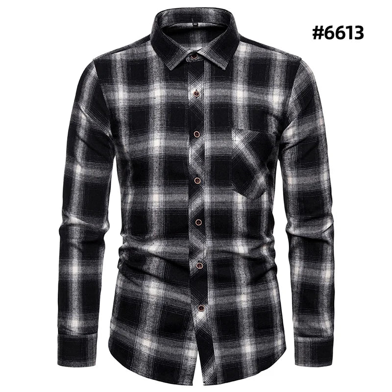 Chemises à carreaux à manches longues pour hommes, chemises formelles classiques à carreaux, décontractées, en coton, à la mode, printemps, automne