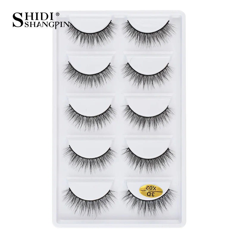 Cils 3D en faux vison X05, cils postiches volumineux et légers, 5 paires réutilisables, cils doux et volumineux, aspect naturel pour le maquillage quotidien et les soirées
