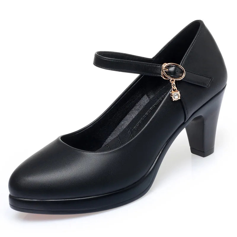 Chaussures de mariage femme en cuir souple respirant, talon bloc moyen 6,5 cm, plateforme 2026, couleur argent et rouge, pour le bureau et les mamans