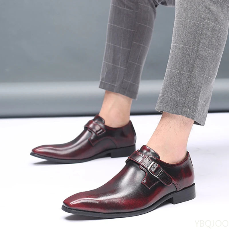 Boucle de ceinture chaussures pour hommes mode chaussures habillées à talons bas britannique grande taille en cuir chaussures antidérapantes mâle costume formel chaussure Homme